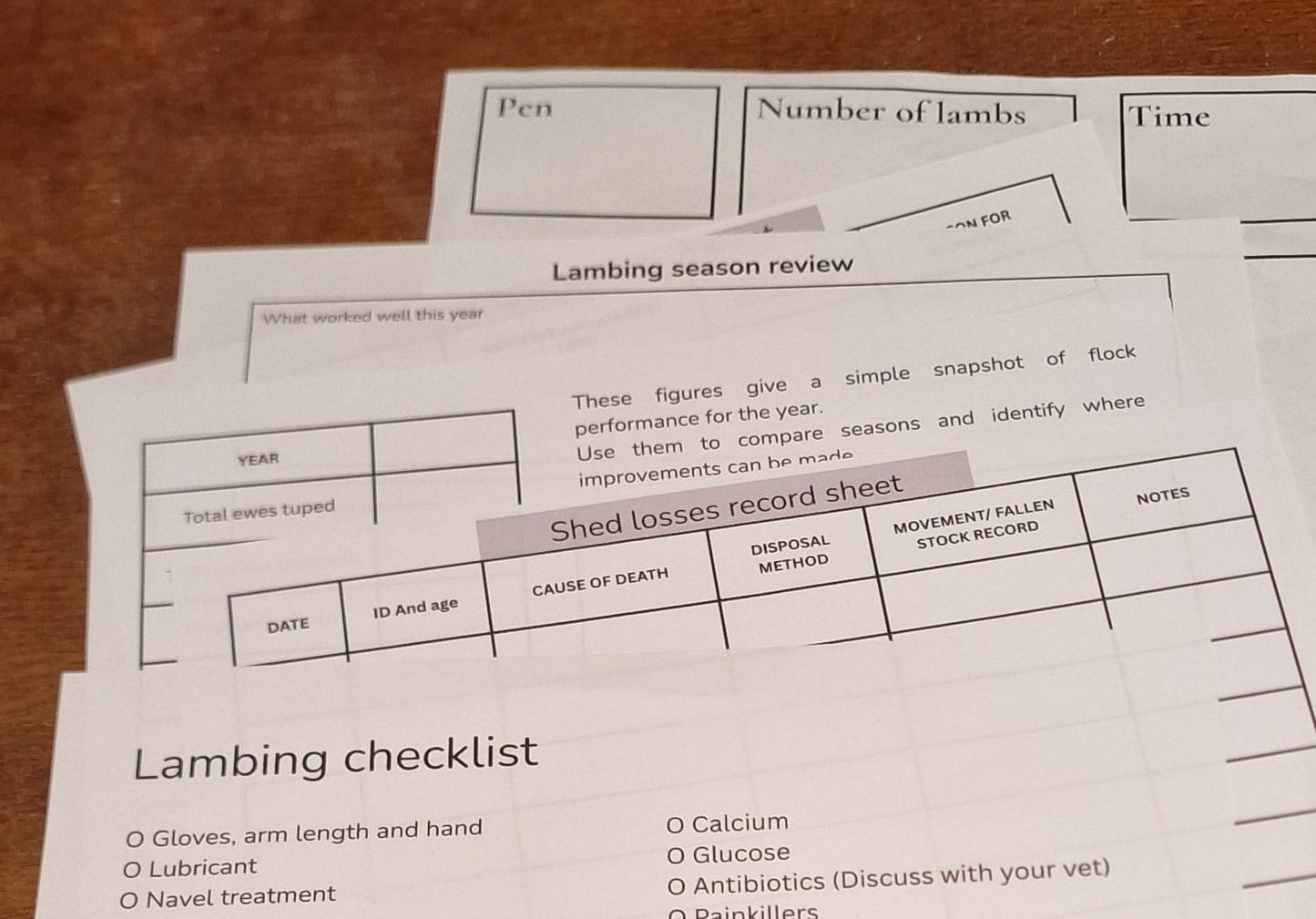 Lambing Organisation Bundle – Printable Shed Sheets for Lambing Season