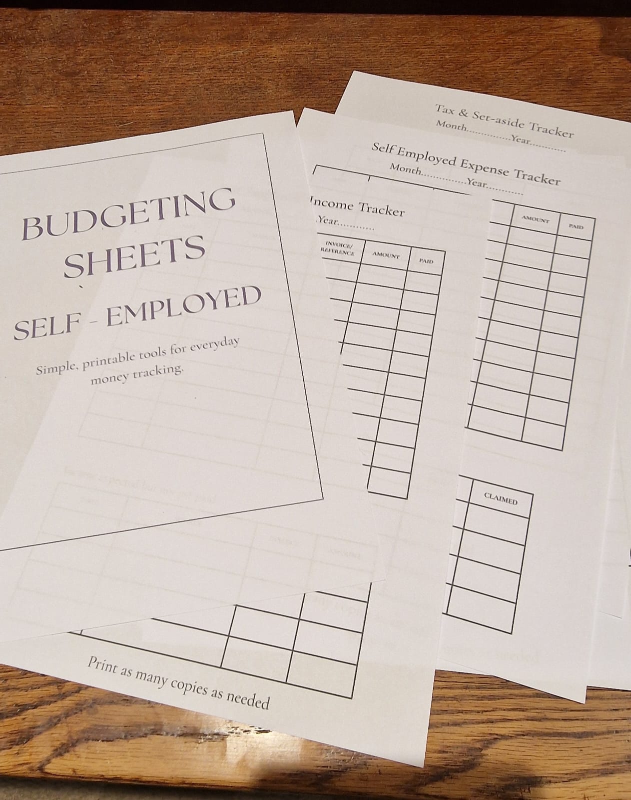 Self-Employed Budgeting Sheets (Personal + Business)