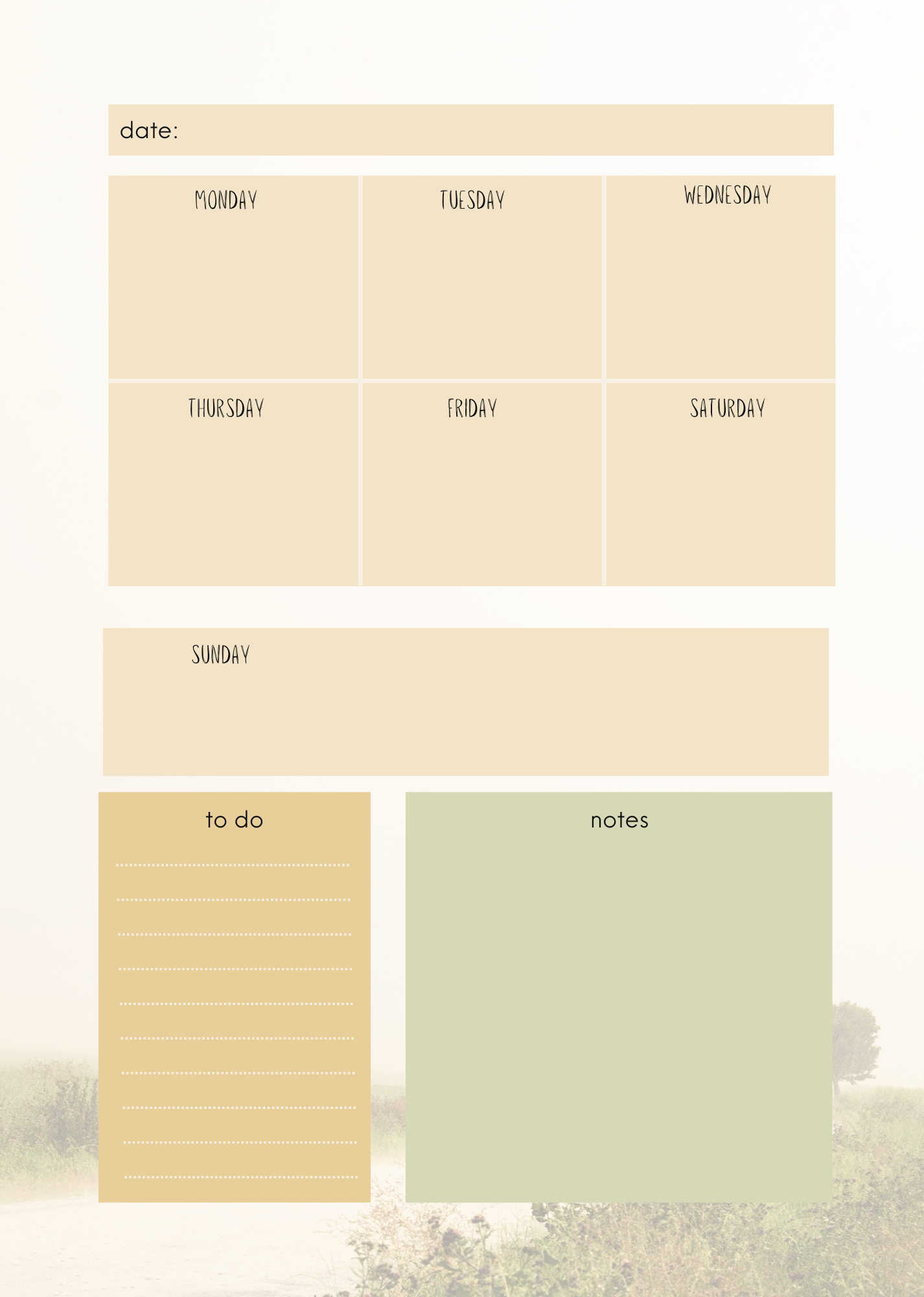 Weekly desk planner – The Croft